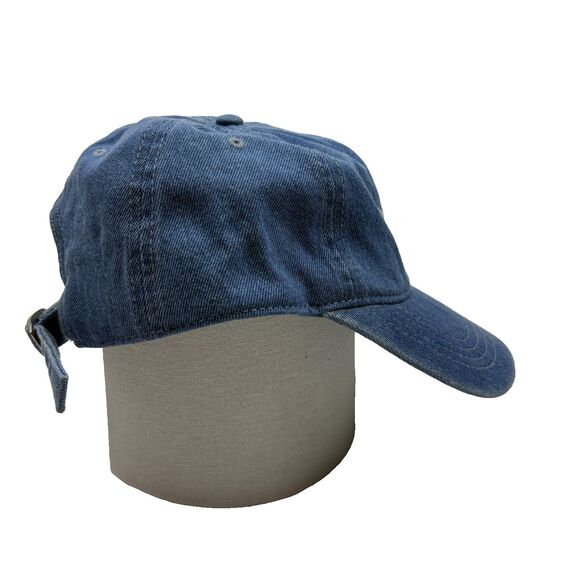 OTTO Denim Dad Hat Light-Wash Strapback Cap White Crown Embroidery - Picture 3 of 7